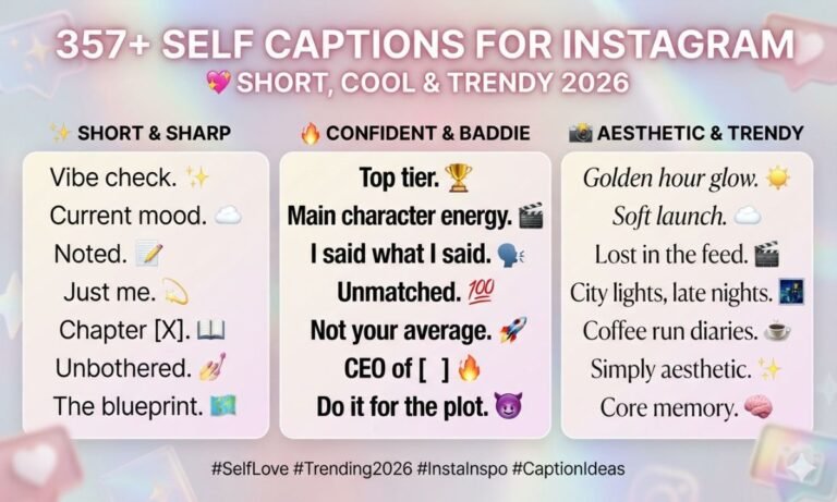 357-self-captions-for-instagram-💖-short-cool-and-trendy-2026